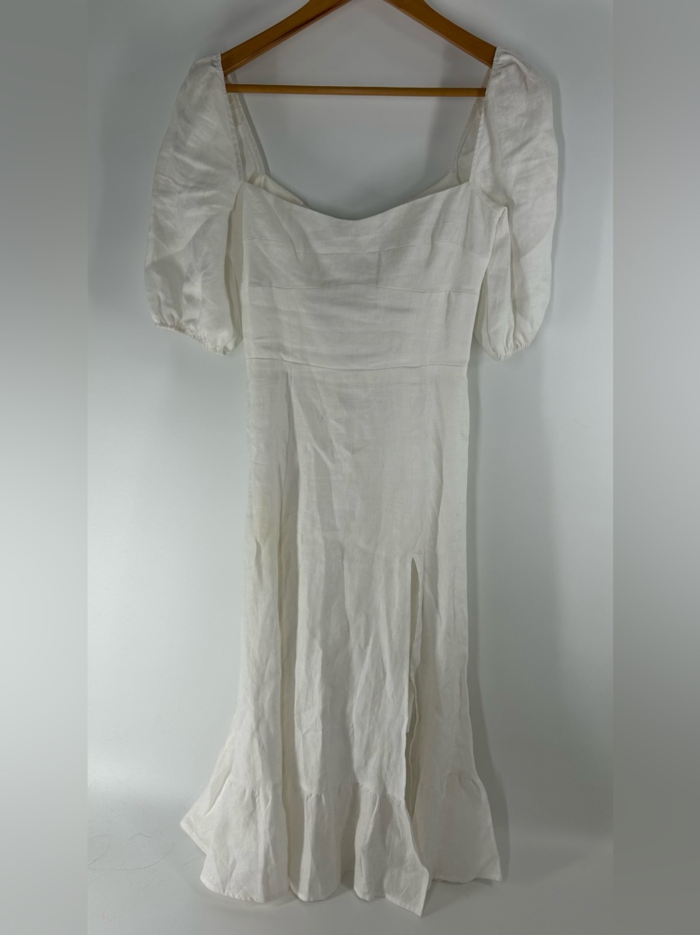 Reformation Linen Ivory Puff-Sleeve Midi Dress - Picture 2 of 5